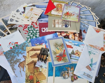 Vintage Christmas Cards Lot of 41 Assorted Greeting Cards, UNUSED