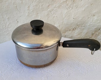 Revere Ware Sauce Pan with Lid, Copper Clad, Stainless Steel, Revereware Saucepan, Lidded Cooking Pot