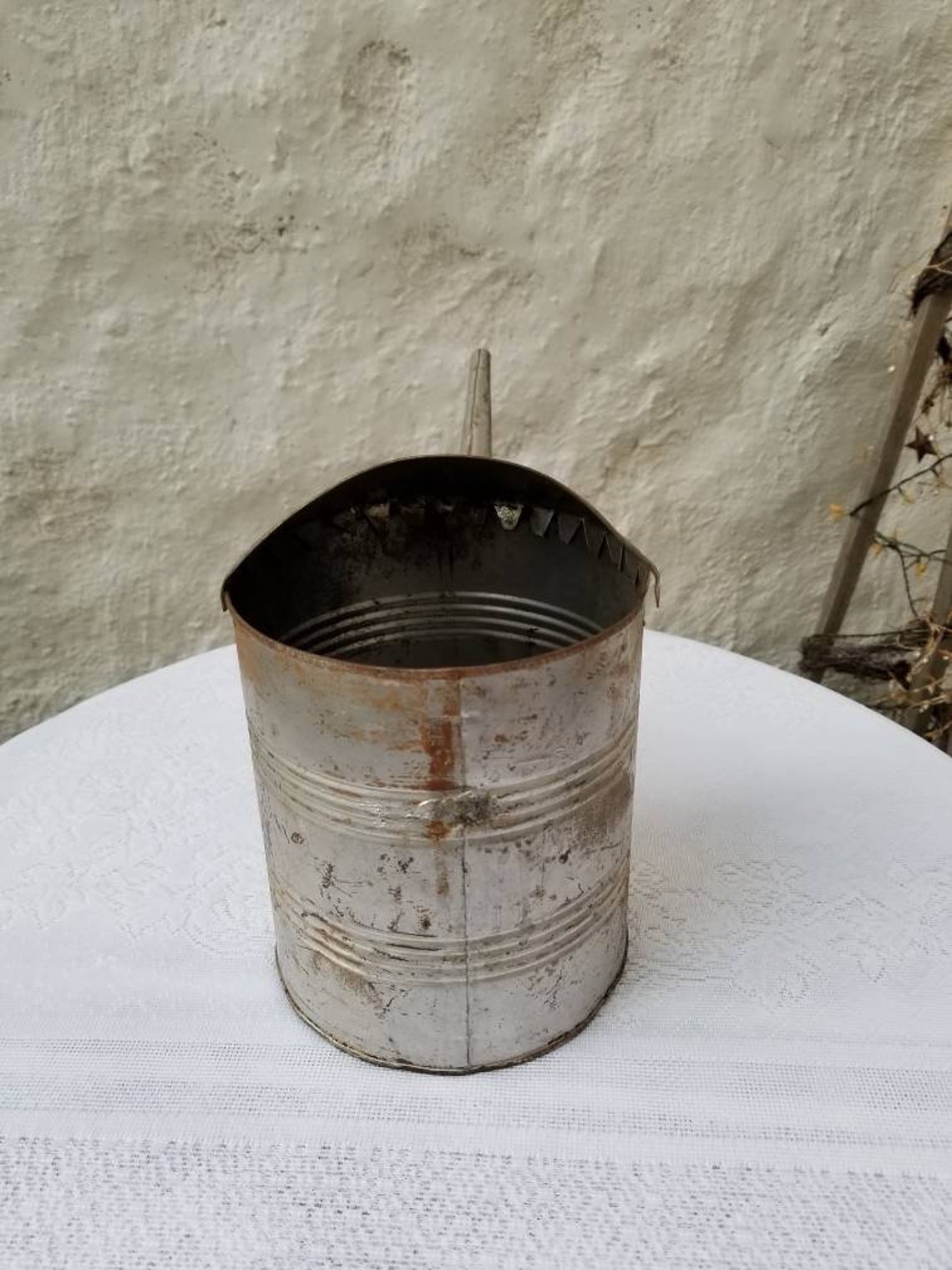 Galvanized Watering Can Long Spout No Handle Metal Vintage Etsy