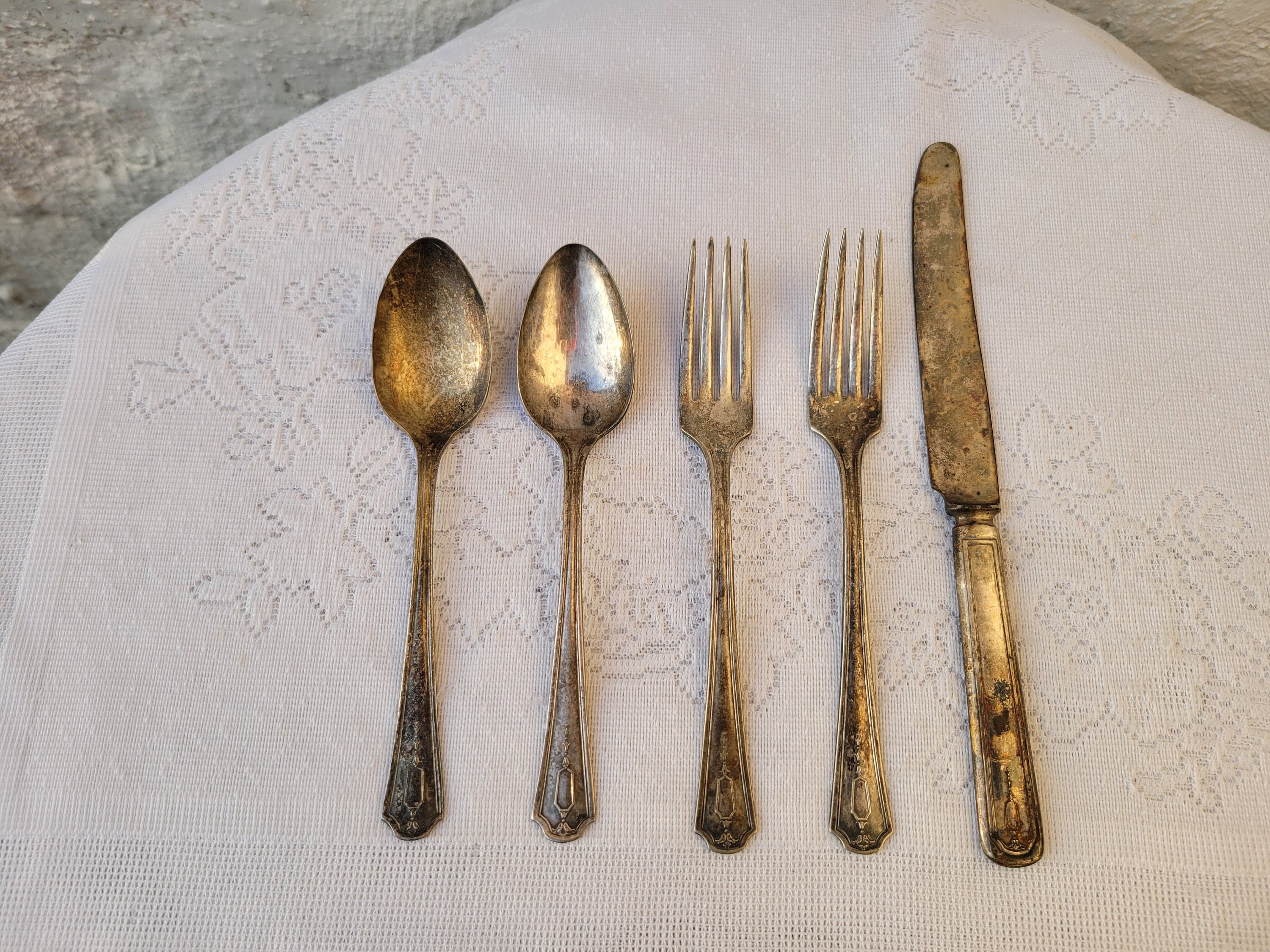 Niagara Silverplate 2 Spoons 2 Dinner Forks 1 Butter Knife Antique Flatware Silverware Etsy