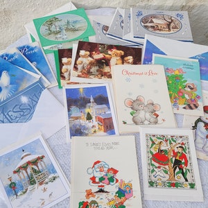 Vintage Christmas Cards Lot of 20 Assorted Greeting Cards with Envelopes, UNUSED, Item #5