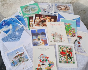 Vintage Christmas Cards Lot of 20 Assorted Greeting Cards with Envelopes, UNUSED, Item #5