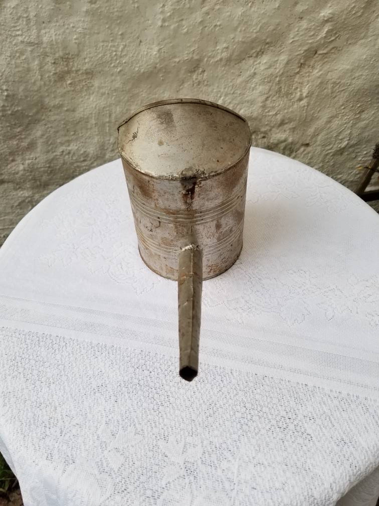 Galvanized Watering Can Long Spout No Handle Metal Vintage Etsy