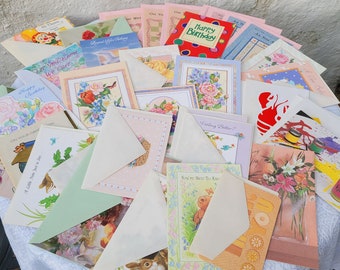 Vintage Greeting Card Lot of 34, Assorted Cards, New Baby, Wedding, Get Well Soon, Thinking of You, Birthday, Sympathy