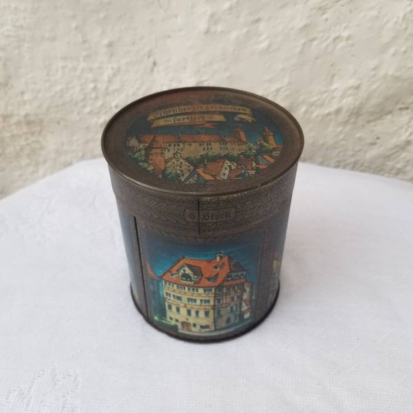 Vintage German Gingerbread Tin Canister, IFRI Siegfried Schuhmann Lebkuchenfabrik Nurnberg, or Feine Sortierte Nurnberger Lebkuchen, CHOICE