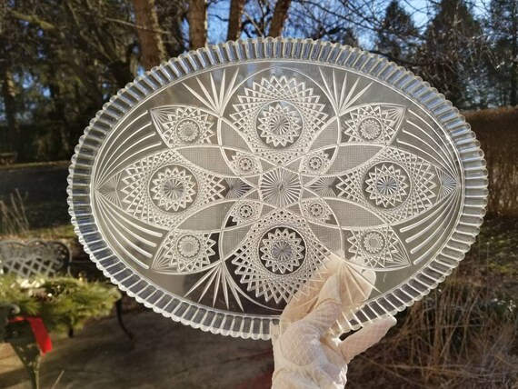 Clear Plastic Vanity Dresser Tray Mid Century Oval Serving Etsy