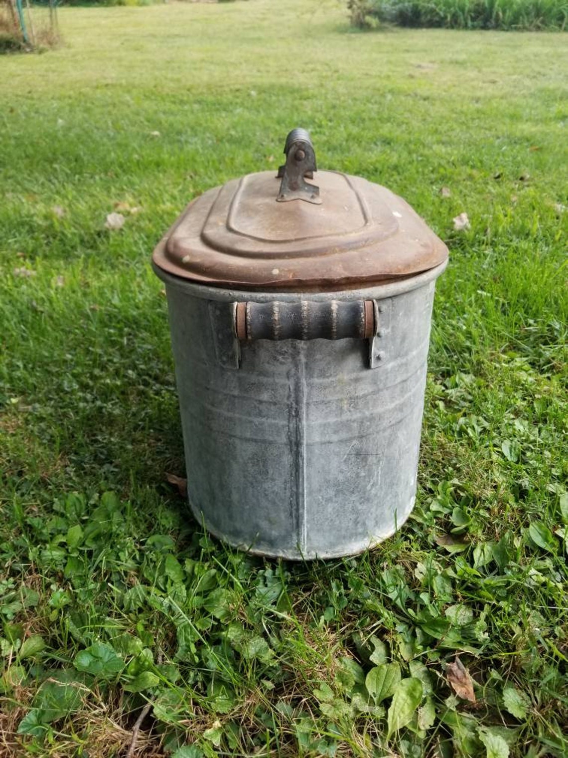 Antique Galvanized Boiler Tub with Lid Vintage Wash Tub Etsy