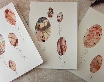 Pack of Three Abstract Art Flower Greetings Cards