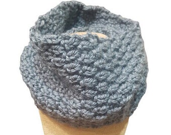 Handmade scarf, knitted gray wool neck warmer, wool scarf, wool neck warmer
