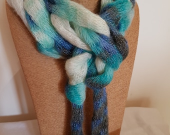 Light blue braided scarf with buttons