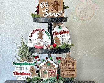 Gingerbread Tiered Tray Signs: Christmas Decor