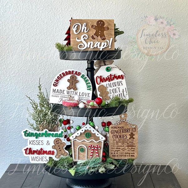 Christmas tiered tray decor, Gingerbread tiered tray decor, Christmas tiered tray, Christmas Tier Tray, Gingerbread Decor, Christmas Decor