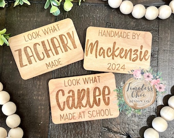 Personalized Laser Engraved Wood Refrigerator Magnet: Kids Artwork Display