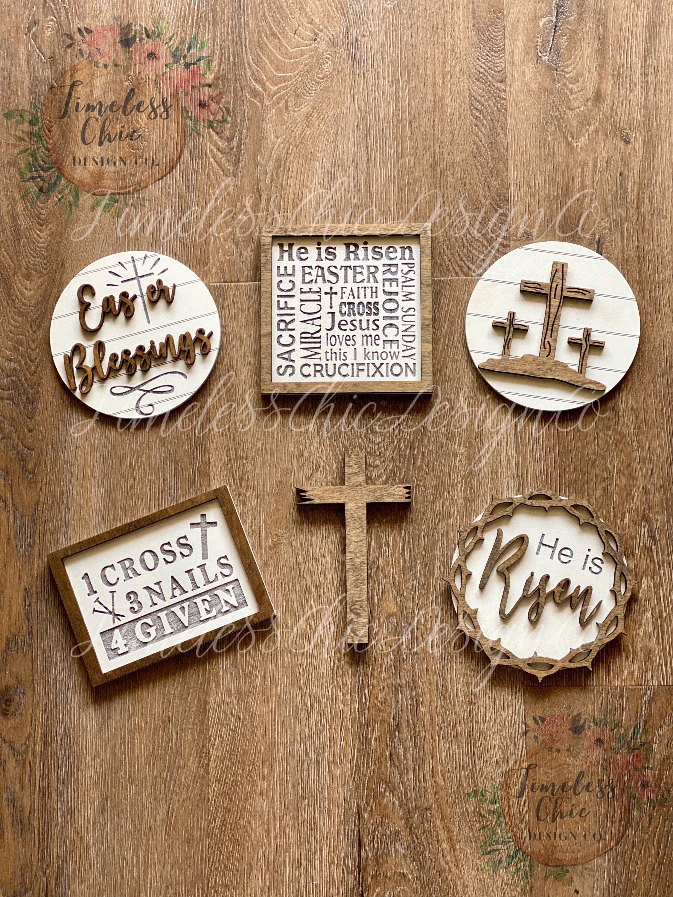Easter Tiered Tray, Easter Tier Tray, Easter Decor, He Is Risen, Religious Easter Decor, Tier Tray Decor, Mini Wood Signs, 3D Signs, Easter