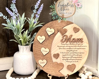 Personalized Mother's Day Birch Wood Sign: Laser Engraved Keepsake