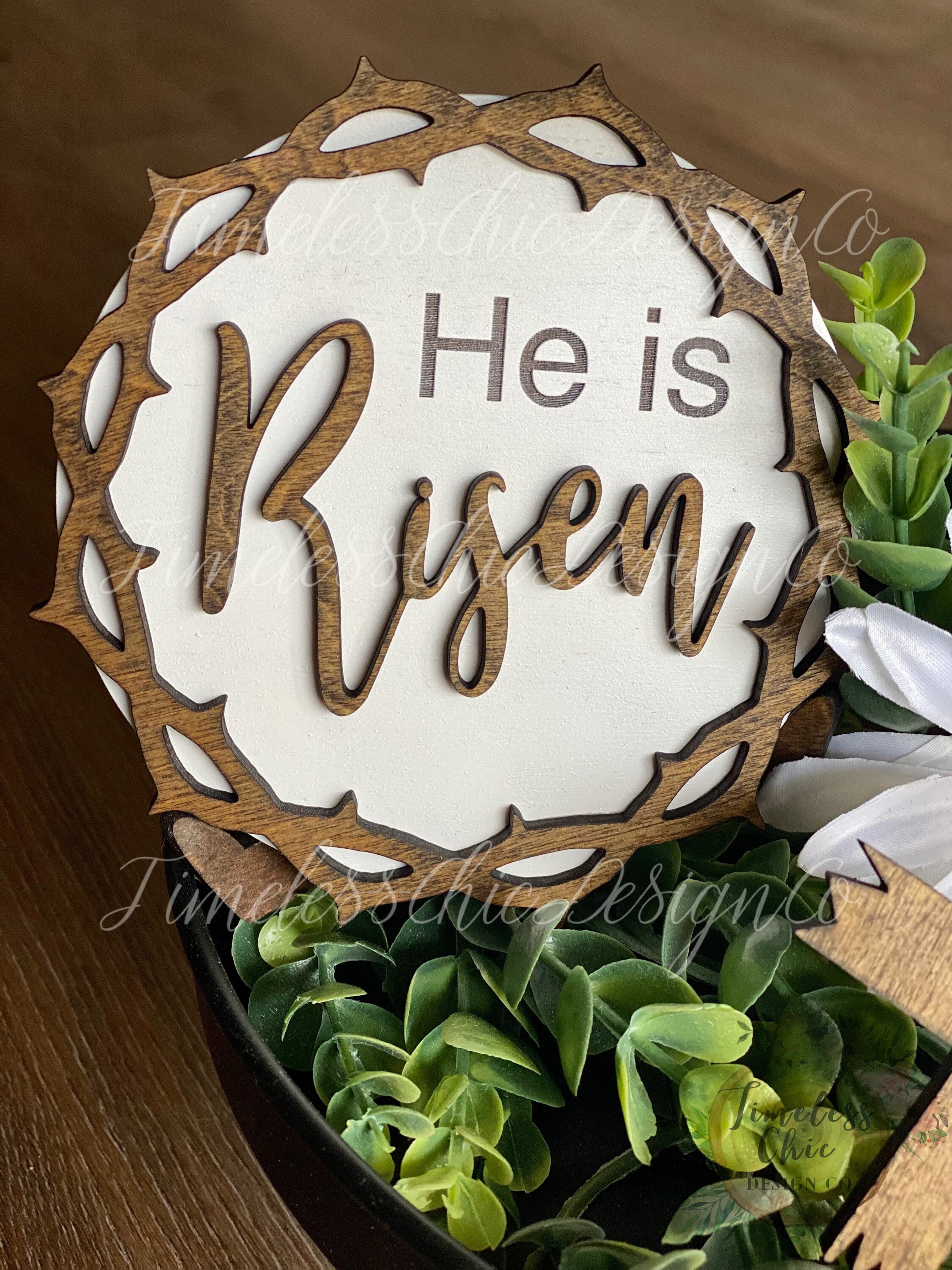 Easter Tiered Tray, Easter Tier Tray, Easter Decor, He Is Risen, Religious Easter Decor, Tier Tray Decor, Mini Wood Signs, 3D Signs, Easter