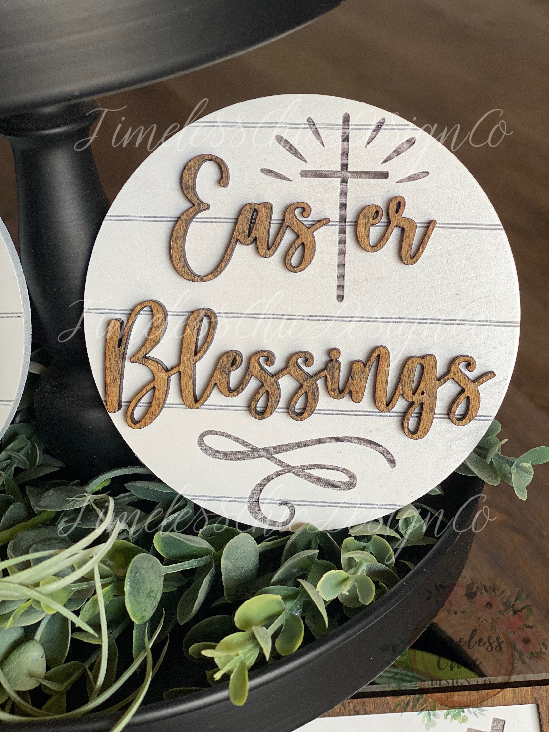 Easter Tiered Tray, Easter Tier Tray, Easter Decor, He Is Risen, Religious Easter Decor, Tier Tray Decor, Mini Wood Signs, 3D Signs, Easter