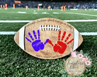 Fathers Day handprint DIY sign, football sign, football lover, Fathers Day Sign, Father’s Day, Birthday Gift, Wall Decor, Man Cave Decor