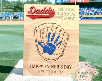 Fathers Day Gift, Baseball Glove Handprint Sign, Father's Day DIY Gift, Gift for dad, Gift for Coach, Baseball dad