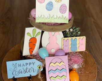 Easter Tiered Tray, Easter Tiered Tray Signs, Mini Wood Signs, Tiered Tray Decor, Easter Bunny, Easter Egg, Easter Tiered Tray Decor, Easter