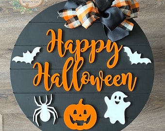 Halloween door sign, Happy Halloween door hanger, 3D door sign, Happy Halloween sign, Home decor, Sign for front door, Shiplap door hanger