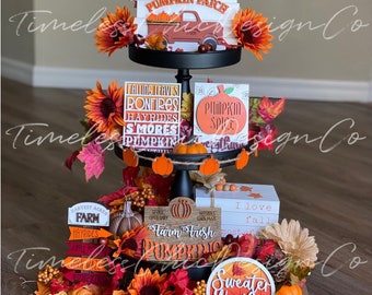 Fall Tiered Tray Decor, Thanksgiving Tiered Tray, Fall Mini Signs, Fall Wood Signs, Farmhouse Decor, 3D Sign, Fall Decor, Fall Signs, Autumn