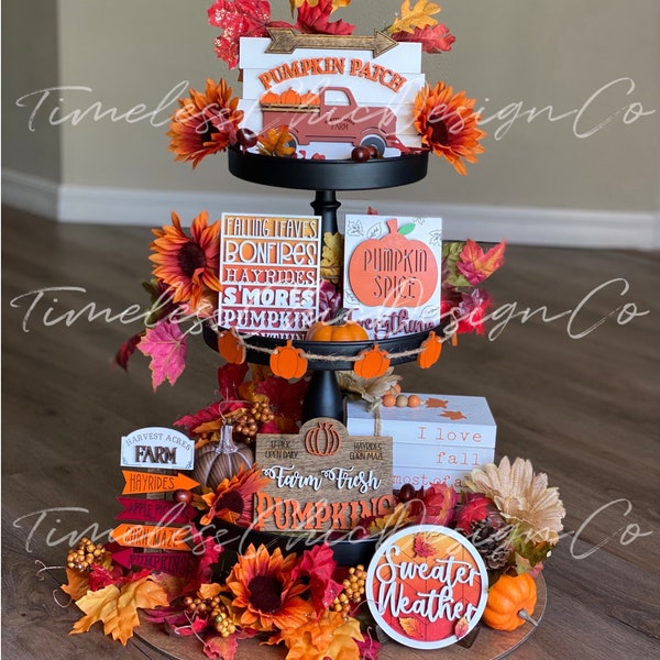Fall Tiered Tray Decor, Thanksgiving Tiered Tray, Fall Mini Signs, Fall Wood Signs, Farmhouse Decor, 3D Sign, Fall Decor, Fall Signs, Autumn