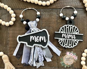 Personalized Cheerleading Bag Charm: Megaphone or Pom Pom Tassel