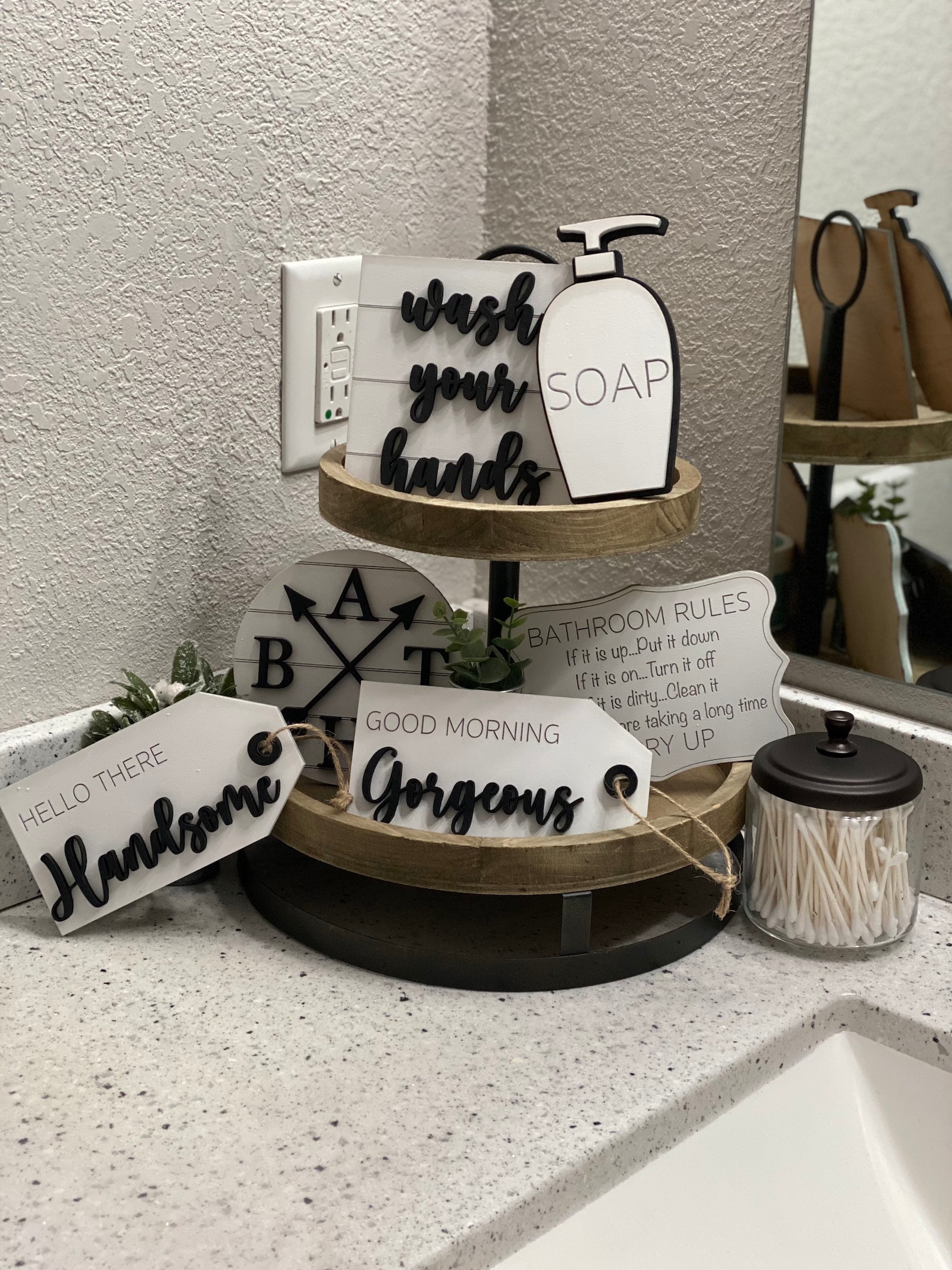 Bathroom Tiered Tray Bathroom Tier Tray Decor 2 Tier Tray Etsy