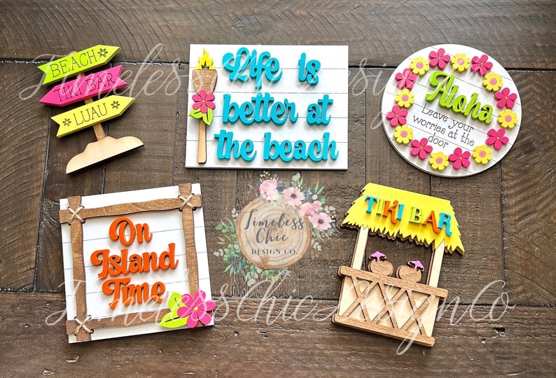 Summer Tiered Tray Signs, Beach & Hawaiian Decor, Tiki Decor, Beach ...