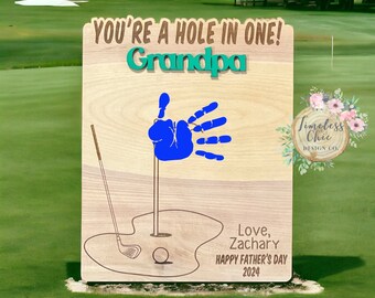 Fathers Day Gift, Personalized Golf Handprint Sign, Father's Day DIY Gift, Gift for dad, Gift for grandfather, Golf dad