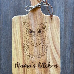 Laser Engraved Charcuterie Board, Cheese Board, Cutting Board, Wedding Gift, Kitchen Decor, Mothers Day Gift, Fathers Day Gift, Owl