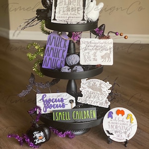 Plateau à étages Sorcières, Plateau à étages d'Halloween, Décoration d'Halloween, Panneaux d'Halloween, Décoration de plateau à 3 étages, Witch Sisters, Panneaux pour plateaux à étages