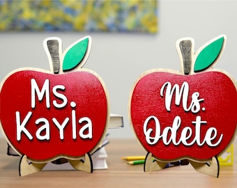 Personalized Teacher Apple Sign, Teacher Appreciation Gift, Gift For Teacher, Gift From Student, Classroom Decor, Classroom Sign