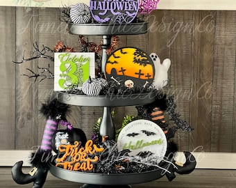 Halloween Tier Tray, Halloween Tiered Tray Signs, Decorations for Halloween, 3D Mini Signs, Engraved Signs, Halloween Signs, Tier Tray Decor