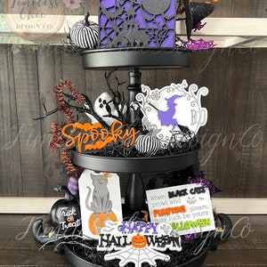 Halloween Tier Tray, Halloween Tiered Tray Signs, Decorations for Halloween, 3D Mini Signs, Engraved Signs, Halloween Signs, Tier Tray Decor