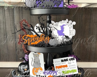 Halloween Tier Tray, Halloween Tiered Tray Signs, Decorations for Halloween, 3D Mini Signs, Engraved Signs, Halloween Signs, Tier Tray Decor