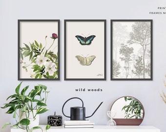 Wall Art ||  POSTER Prints || Wild Woods Art Collection || Home Decor || Set of 3 || 40121WW