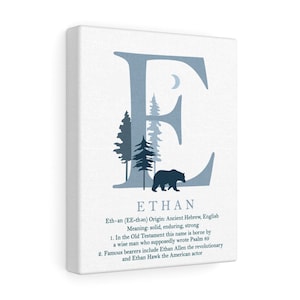 CANVAS WRAP // Monogram Name and Meaning with Landscapes and Animals You chose color  Wall Art // #15021SC