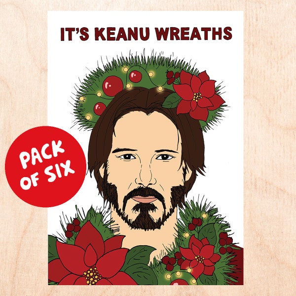 MR WREATHS Six Pack - Funny Holiday Boxed Set - Pop Culture Holiday Cards - Punny Celebrity Holiday Cards - Cute Holiday Cards