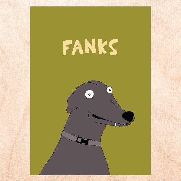 FANKS - Funny Thank You Card - Cute Thank You Card - Dog Thank You Card - Illustrated Thank You Card