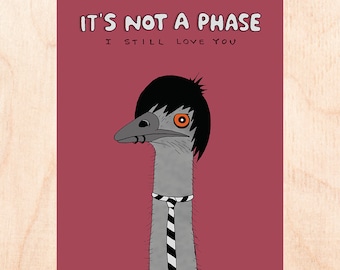 EMO EMU - Funny Love Card - Funny Anniversary Card - Funny Valentine's Day Card - Animal Love Card