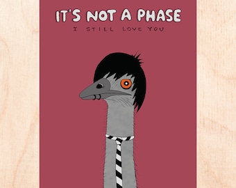 EMO EMU - Funny Love Card - Funny Anniversary Card - Funny Valentine's Day Card - Animal Love Card