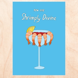 Shrimply Divine Card - Shrimp Cocktail Card - Food Pun Card - Friendship Card - Mother's Day Card