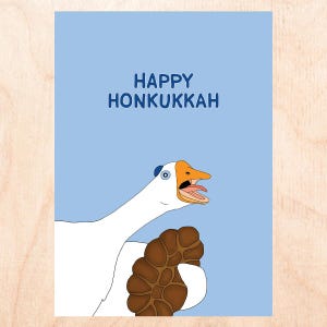 HAPPY HONKUKKAH - carte de Hanoukka drôle - carte d'oie drôle - carte de vacances drôle - carte d'oie klaxonnant