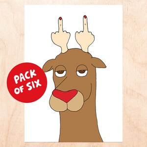 RUDE-OLPH Six Pack - Carte de Noël drôle - Carte de Noël adulte - Coffret de Noël - Coffret de Noël - Carte de renne