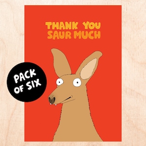 SAUR MUCH Six Pack - Pak grappige bedankkaarten - Leuke bedankkaarten - Australisch accent Heel erg bedankt