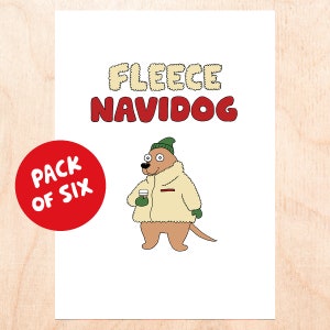 FLEECE NAVIDOG Six Pack - Cartões de Natal fofos - Cartões de Natal fofos - Conjunto de caixa de férias - Conjunto de caixa de Natal - Cartões de Natal para cães
