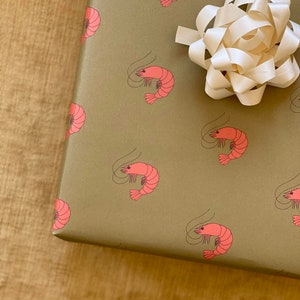 Rotolo di confezione regalo GREEN PRAWN - Confezione regalo di compleanno - Confezione regalo per le vacanze - Confezione regalo illustrata - Confezione regalo unica - Confezione regalo divertente