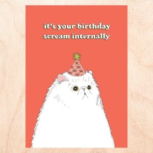 Cri d'anniversaire - carte d'anniversaire chat - carte d'anniversaire adulte - carte d'anniversaire drôle de chat